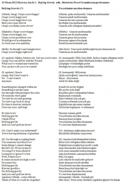 Defying Gravity - Güftesi B