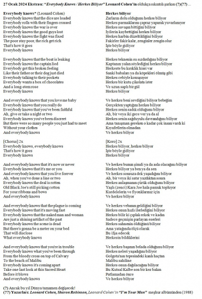 Herkes Biliyor - Sözleri