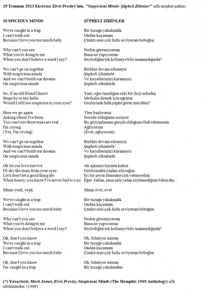 Süpheli Zihinler - Sözleri