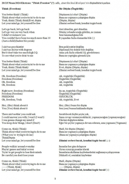 Think(Freedom) - Sözleri A