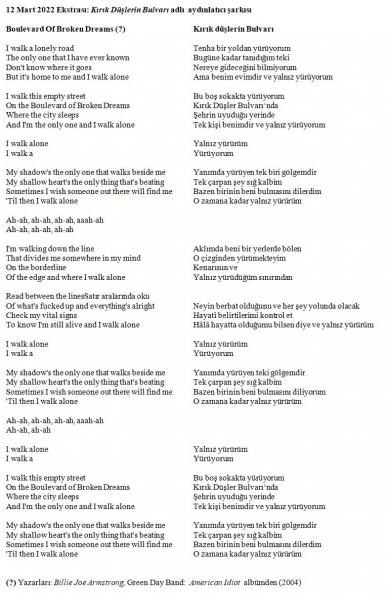 Yalnız Yürürüm - Metni