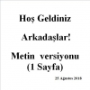 Hoş Geldiniz | Metni